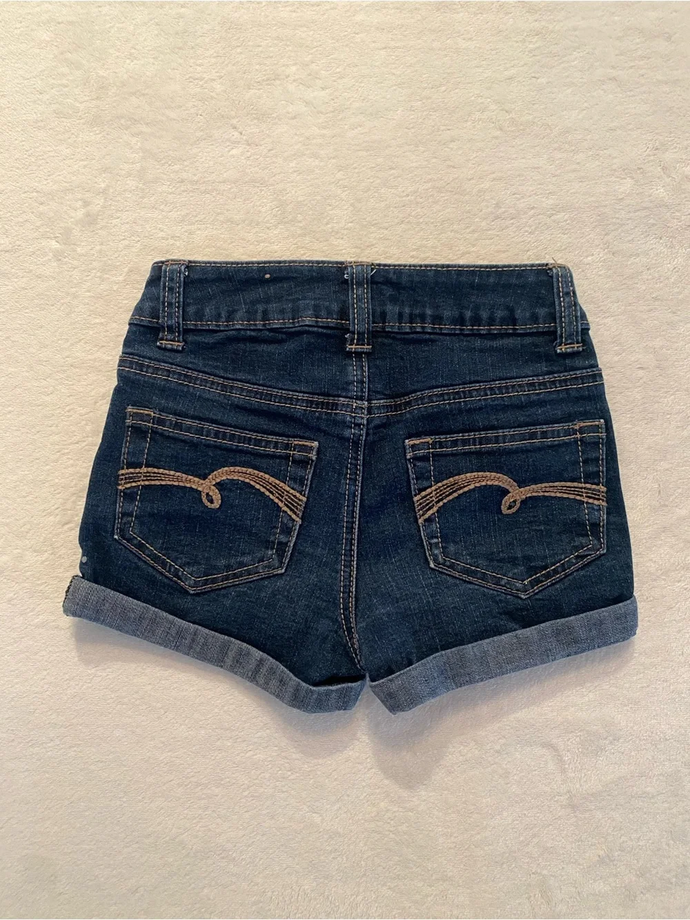 Justice Dark Blue Roll-Cuff Denim Shorts Size 8 Slim